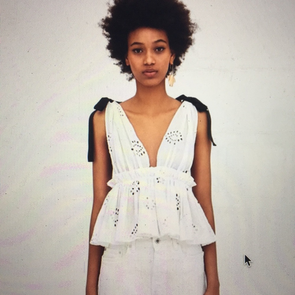 Zara white top with black bows